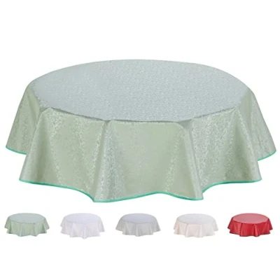 Imagen de Home Direct Mantel redondo de PVC con relieve, 140 cm, color verde salvia