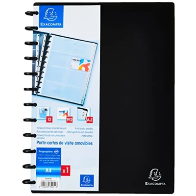 Imagen de Exacompta 75251E Porta tarjetas de visita con anillas, A4, color negro