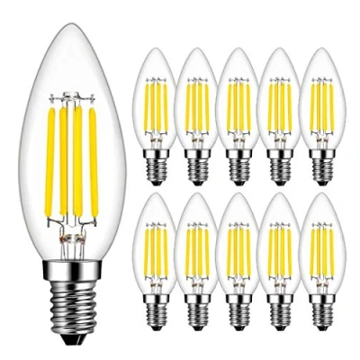 Imagen de Bombillas Vela de Filamento LED E14, RANBOO, 4W equivalente a 40W, 400 lúmenes, Blanco Frío 6500K, Bombilla Decorativas, No Regulable, 10 unidades