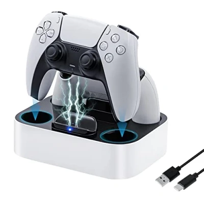 Imagen de Tolesum Cargador Mando PS5, Base Estación de Carga para Accesorios PS5 con Indicadores Luminosos LED/Carga rápida/Protección contra Cortocircuitos