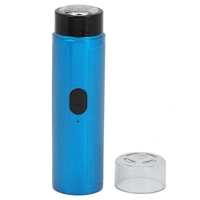 Imagen de Mini Afeitadora Eléctrica Portátil, de Viaje Rotativa Recargable por USB Uso Húmedo Y Seco para Hombres(Azul)