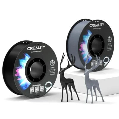 Imagen de Creality filamento PETG oficial negro y gris, para impresora 3D de 1,75 mm, 2 kg, sin enredos, fuerte unión rendimiento saliente, precisión dimensional +/ 0,03 mm