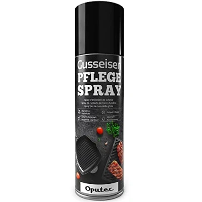 Imagen de Oputec 1 x 500ml Spray Protector Antiadherente para Hierro Fundido Accesorio Ideal la protección y el Cuidado de Parrillas, sartenes, ollas, hornos holandeses, Parrillas Barbacoa, asadores