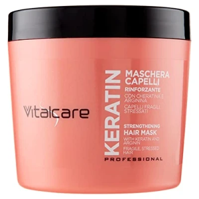 Imagen de Vitalcare Keratin Mascarilla Capilar Fortalecedora, para Cabellos Fragilizados y Estresados, con Queratina Arginina, un Cabello más Fuerte Suave, 500 ml