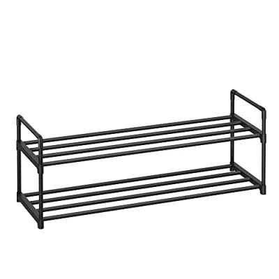 Imagen de SONGMICS Zapatero de 2 Niveles, Estantería Zapatos, Metal, para 8 a 10 Pares Estante Apilable, Pasillo, Salón, Dormitorio, 30 x 92 34 cm, Negro LSA12BK