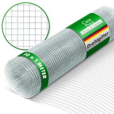 Imagen de Rejilla de alambre malla fina Ancho 6,3 mm Galvanizado 100 cm altura x 10 m longitud Rollo extra largo metálica como para aviarios, conejo,