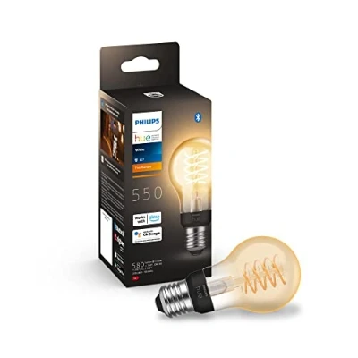 Imagen de Philips Hue Bombilla LED Inteligente de Filamento, Luz Blanca Regulable, casquillo E27, 7.2W 550 Lúmens, Compatible con Alexa y Google Home