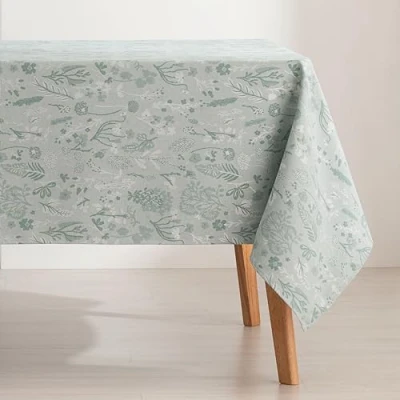 Imagen de GAMUSI Mantel Antimanchas Mesa Cuadrada Jacquard Impermeable 140x140 cm, Tacto Tela, Color Verde Alerce