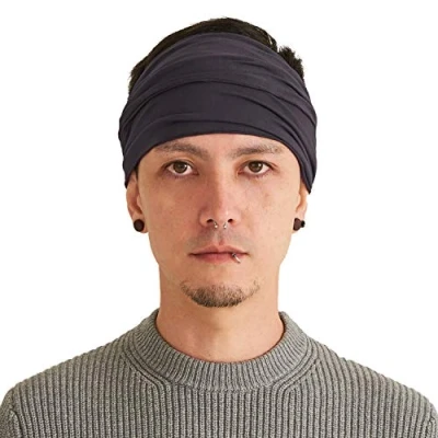 Imagen de CHARM Hombre Cinta De Correr Bandana Pelo Pañuelos Diadema Mujer Elastica Gris Oscuro L
