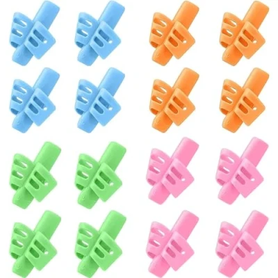Imagen de FIBOUND Paquete de 16 Agarres para Lápices Escritura Niños, Agarre Entrenamiento, Niños Pequeños, Preescolares, (Azul Claro, Naranja, Verde, Rosa)