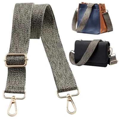 Imagen de Navaris Correa Bolso Bandolera Correas para Bolsos de Mujer Longitud Ajustable 75 138 cm asa Mano riñonera Bolsa Deporte Ganchos Dorados Tejido Negro