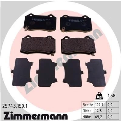 Imagen de ZIMMERMANN 25743.150.1 Juego de pastillas freno con avisador acústico desgaste Foto correspondiente a la entrega JEEP: GRAND CHEROKEE 4