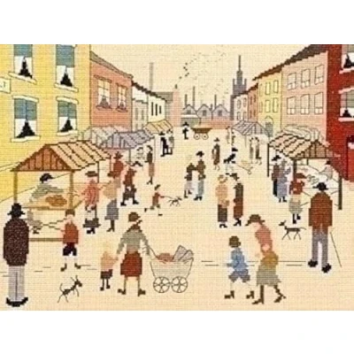 Imagen de Bothy Threads Juego de punto cruz (33 x 26 cm, XLC13), diseño mercado viernes