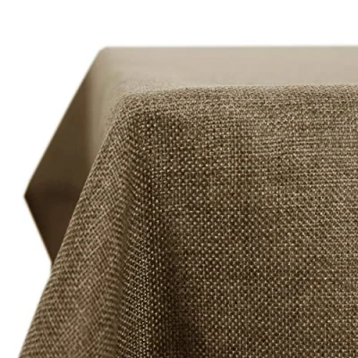Imagen de Deconovo Mantel Impermeable y Antimanchas, Rectangular, Efecto Lino, para Mesa de jardín, 150 x 300 cm, Color Gris Claro
