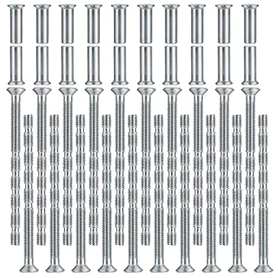 Imagen de 60 Piezas M4 Tornillos y Manguitos para Conectores de Muebles (30 Tornillos+30 Tuercas), Manijas Puertas con Conexión Conectore
