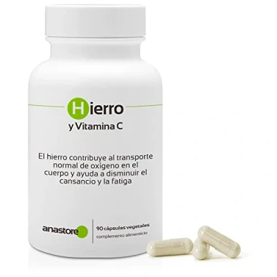 Imagen de Hierro con Vitamina C * 90 cápsulas vegetales Energía + Sistema Inmune Formación de Hemoglobina Memoria Alta Biodisponibilidad