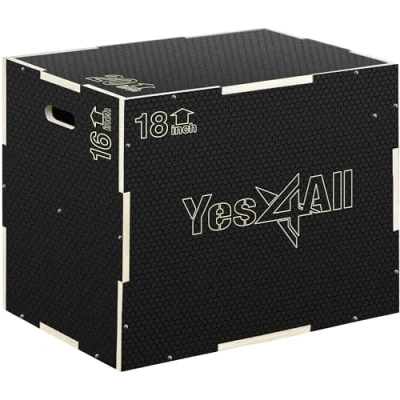 Imagen de Yes4All MUN4 Caja de Almacenaje Madera 3 en 1, 50.8 cm x 45.7 40.6 Negro Antideslizante
