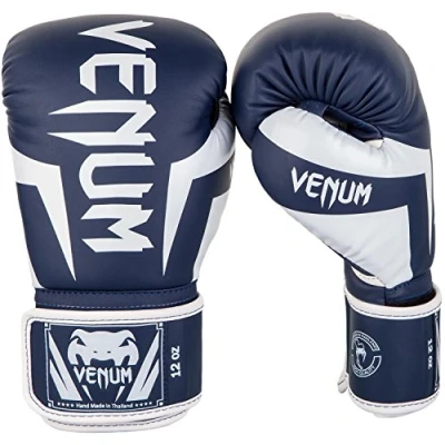 Imagen de Venum Elite Guantes de Boxeo, Unisex Adulto, Blanco/Azul Marino, 10 oz