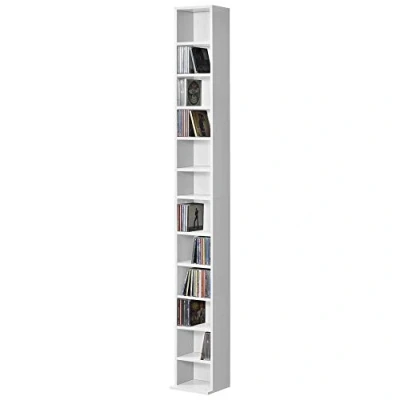 Imagen de [en.casa] Estante para CDs Soporte DVDs 175 x 20 cm Librería con 12 compartimientos Blanco