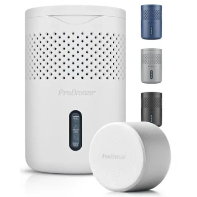 Imagen de Pro Breeze Osmo Deshumidificador pequeño, silencioso y recargable con pastilla. Antihumedad armarios, casa, habitaciones Absorbente de humedad sin electricidad Blanco