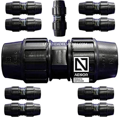 Imagen de Suinga Pack 10 MANGUITO ENLACE POLIETILENO 40MM. Producto con certificado AENOR utilizado en tuberías 40 mm para uso fontanería, riego y obras