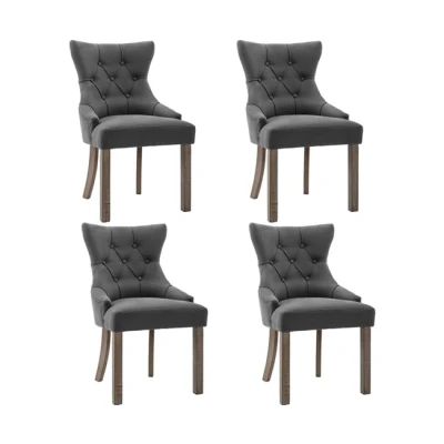 Imagen de vidaXL 4X Sillas de Comedor Asiento Cocina Interior Patio Parque Casa Hogar Muebles Salón o Escritorio con Respaldo Tela Gris