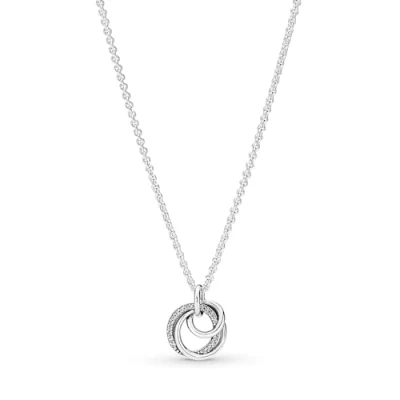 Imagen de Pandora Collar con colgante circundado de plata ley circonitas cúbicas transparentes, 60