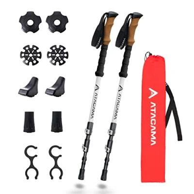 Imagen de Atacama Bastones de Senderismo Telescópicos, Carbono 3K y Aluminio 7075, con Mango Corcho, para Hombre Mujer, Ajustables, Fácilmente Extensibles