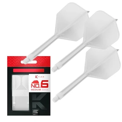 Imagen de Target Darts K Flex Integrated Dart Flight and Shaft, No.6 Blanca (Mediana) Lote de 3 Plumas y Caña para Dardos No 6, Moldeado Precisión 2 en 1 Accesorios Dardo Profesionales
