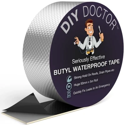 Imagen de DIY Doctor Cinta de butilo para reparación techos, canalones y fugas, 50 mm x 5 m, impermeable