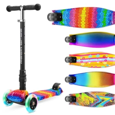 Imagen de BOLDCUBE Big Fold Patinete 3 Ruedas Niños y Niñas 5 10 Años con iluminación Plegable Ajustable 65 bis 89 cm