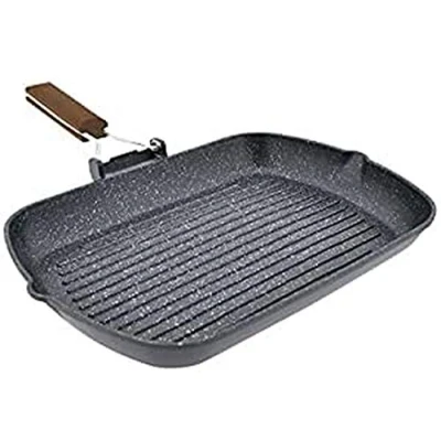 Imagen de Jata GP35 Sartén Inducción Antiadherente Stonite, Grill Aluminio Fundido, Apta para Todo Tipo Cocinas Incluida Inducción, Libre PFOA, 25 x 35 cm