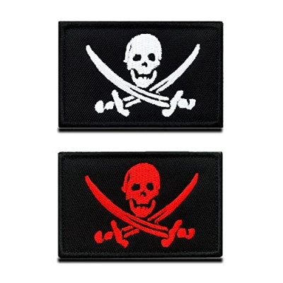 Imagen de 2 Piezas Piratas Capitán Jack Divertido Táctica Militar Moral Bordado Emblema Hook &amp; Loop Biker Parche para Ropa Mochila Sombrero Uniforme Perro Chaleco