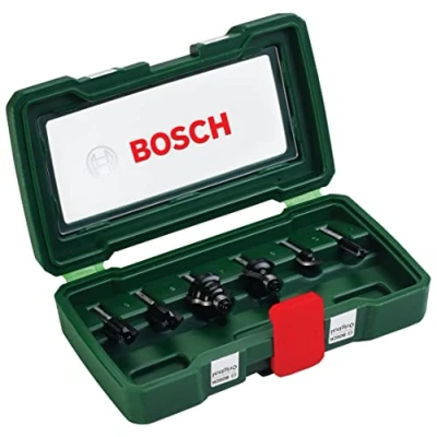 Imagen de Bosch Set de 6 fresas metal duro (para madera, vástago 1/4&quot;, accesorios para fresadora)