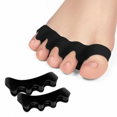 Imagen de Promifun separadores de gel y espaciadores juanetes para alineación dedos los pies, paquete 8 dedos, enderezar superpuestos, rizados,