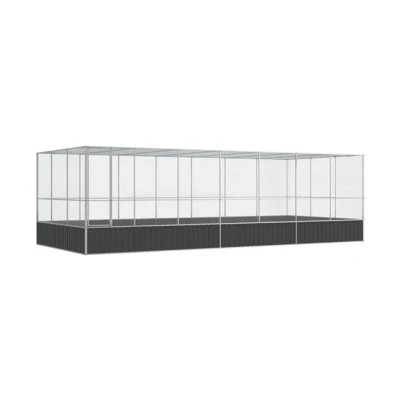Imagen de vidaXL Pajarera con extensión de Acero Color Plateado 725x307x212 cm, Jaula para pájaros, periquitos, Grande pájaros