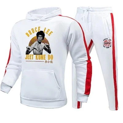 Imagen de Bruce Lee Tracksuit Casual Two Piece Set Kung Fu Arte Marcial Sudadera con Capucha Impresa en 3D y pantalón para Hombres Mujeres