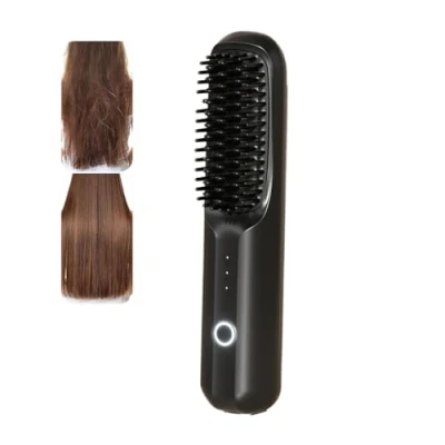 Imagen de Plancha De Pelo Recargable, Cepillo Alisador Multifuncional Sin Cable, Peine Caliente, Recargable USB Con 3 Niveles Calentamiento Para Todo Tipo Cabello (Black)