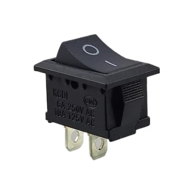 Imagen de Miniinterruptor basculante 19 x 13 mm, interruptor basculante, 250 V 6 A 125 10 AC, KCD1 (6 V, 9 12 24 CA/DC), color negro rectangular, 2 pines ON/OFF
