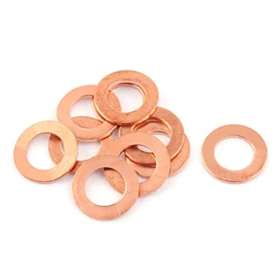 Imagen de sourcing map 10pcs 8 mm x 14 1 plana de cobre del círculo Crush arandela sellado juntas tornillos