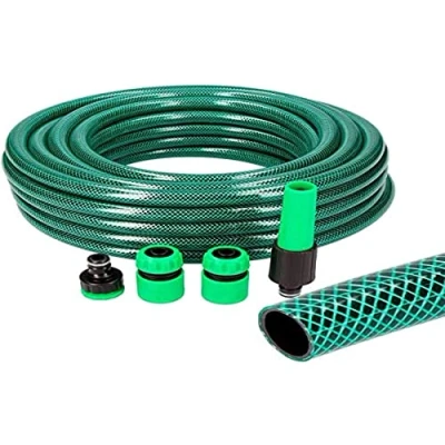 Imagen de EDM 74068 Kit Manguera Jardín Basic Line con Ø INT 15 x Ext 19 mm (5/8&quot;) + Accesorios, 10 m, 6 Unidades