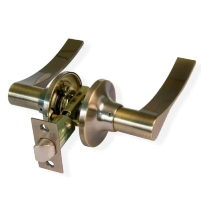 Imagen de Amig Juego de manillas paso con Picaporte Roseta para puertas Maneta ideal madera Zamak Cuero entrada 60/70 mm Manija puerta interior