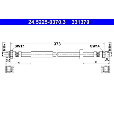 Imagen de ATE 24.5225 0370.3 Latiguillos de Freno 373 SEAT: Alhambra I, VOLKSWAGEN: Sharan I