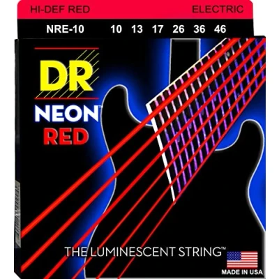 Imagen de DR String NRE 10 Juego Cuerdas Guitarra Eléctrica, Rojo Neón