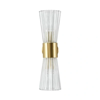Imagen de NICRX Aplique de pared cristal dorado latón 400 mm Lámpara con base dorada y claro Luz montaje en