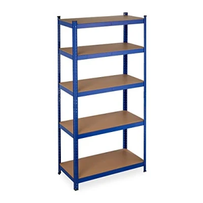 Imagen de Relaxdays 2 Estantería Carga Pesada, Máx. 875 kg, 5 Baldas, Encajado, Sótano, Garaje, Acero,180 x 90 45 cm, Azul