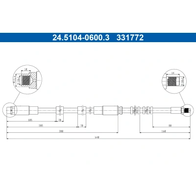 Imagen de ATE 24.5104 0600.3 Latiguillos de Freno 640mm M10x1mm BMW: X5, X5