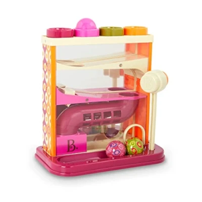 Imagen de Au Sycomore B. Toys Juguete Que rebota Libra A Bola 4 Bolas de Colores y Martillo Juguetes educativos Desarrollo para niños pequeños 1 año + Whacky Ball Fucsia