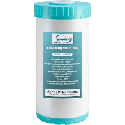 Imagen de iSpring FM15B Cartucho de Filtro Repuesto Reductor Hierro y Manganeso para Sistema Filtración Agua Toda la Casa WGB21BM, 1 Unidad (Paquete 1), 10&quot; x 4.5&quot; Alta Capacidad