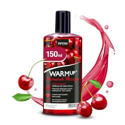 Imagen de JOYDIVISION WARMup Aceite de masaje cereza 150 ml I Líquido corporal efecto calor con olor y sabor a vainilla para parejas Massage Oil